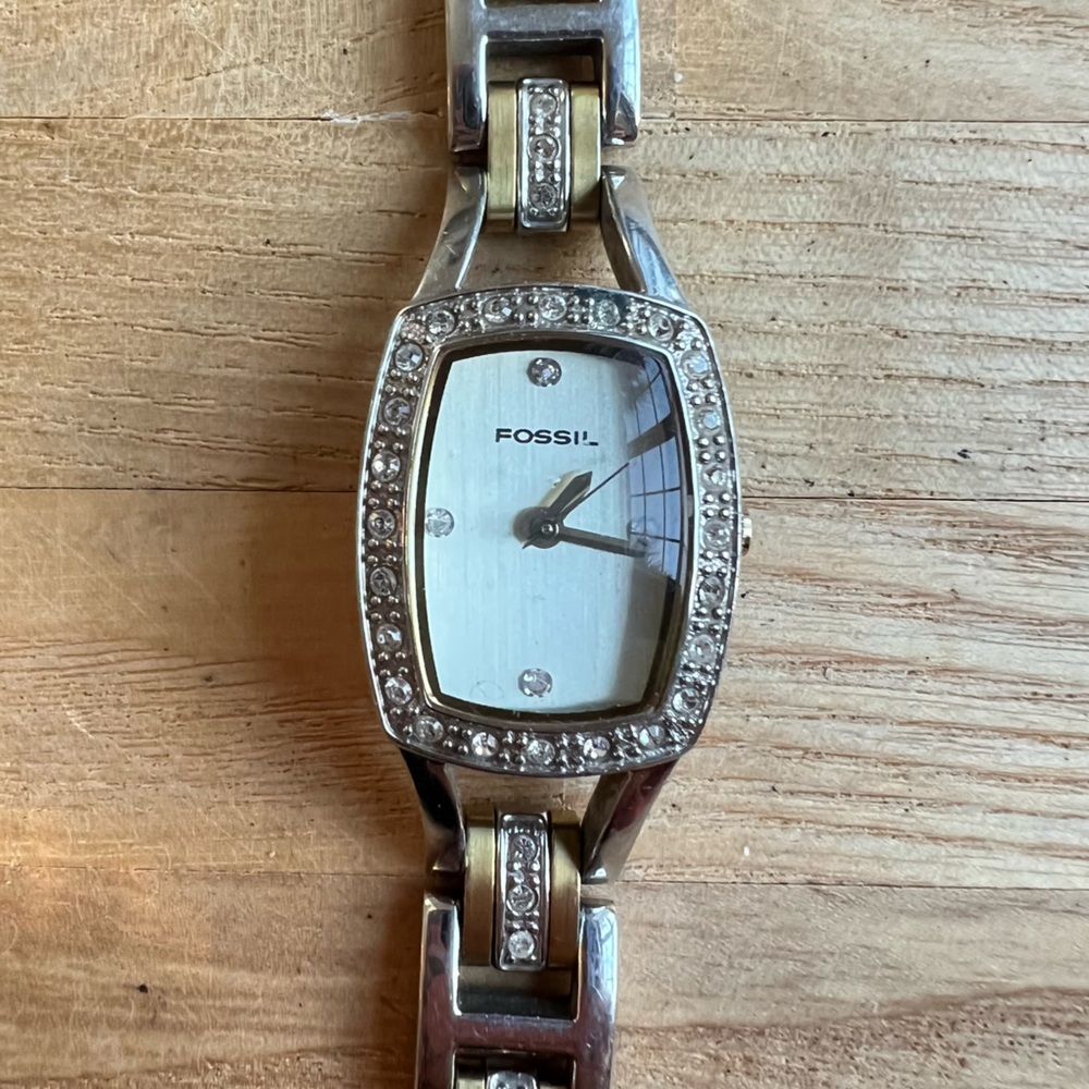 Fossil ladies two-tone cocktail watch NEW BATTERY